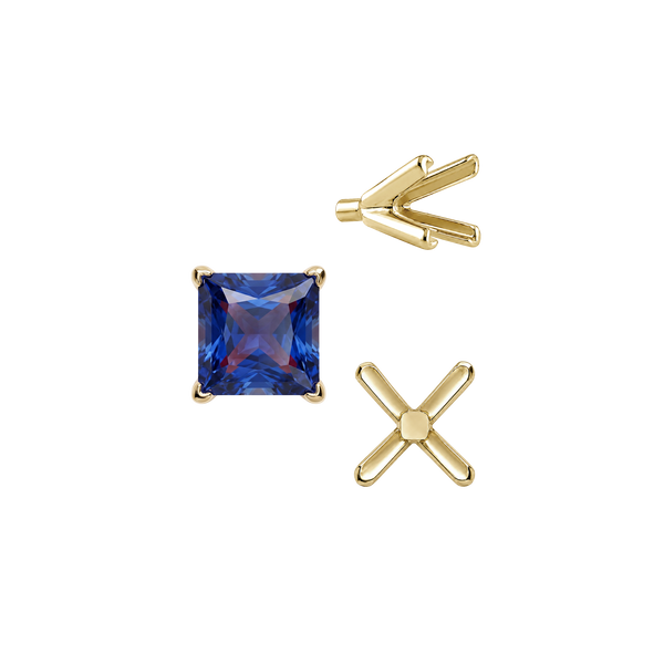 V-End Square Solitaire Settings With Peg in 18K Gold (2.50 mm - 9.00 mm)