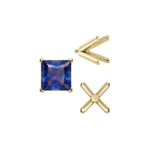 V-End Square Solitaire Settings With Peg in 18K Gold (2.50 mm - 9.00 mm)