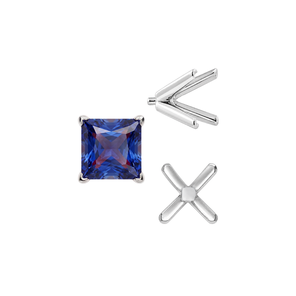 V-End Square Solitaire Settings With Peg in 14K Gold (2.50 mm - 9.00 mm)