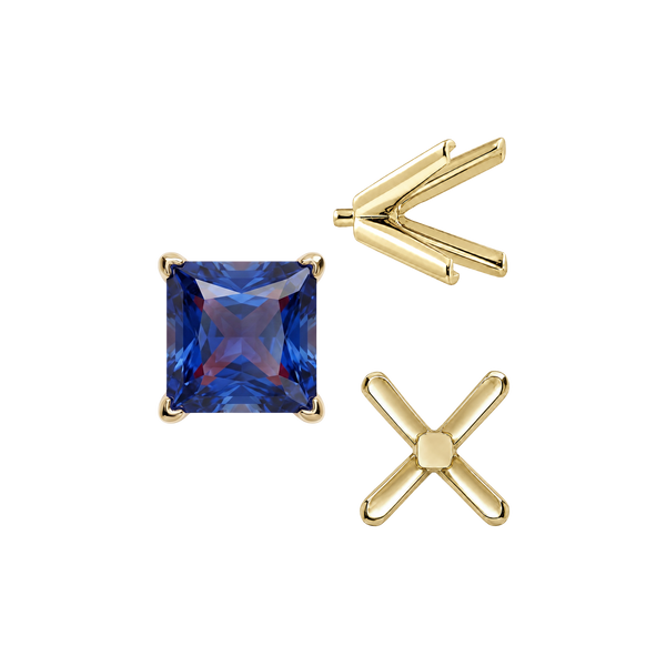 V-End Square Solitaire Settings With Peg in 18K Gold (2.50 mm - 9.00 mm)