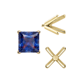 V-End Square Solitaire Settings With Peg in 18K Gold (2.50 mm - 9.00 mm)
