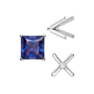 V-End Square Solitaire Settings With Peg in Sterling Silver (2.50 mm - 9.00 mm)