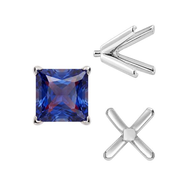 V-End Square Solitaire Settings With Peg in 14K Gold (2.50 mm - 9.00 mm)