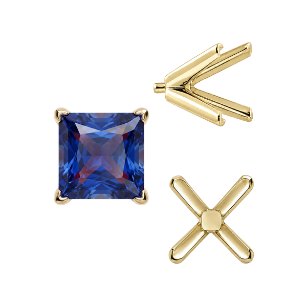 V-End Square Solitaire Settings With Peg in 14K Gold (2.50 mm - 9.00 mm)
