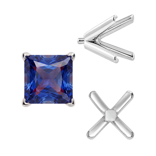 V-End Square Solitaire Settings With Peg in 14K Gold (2.50 mm - 9.00 mm)