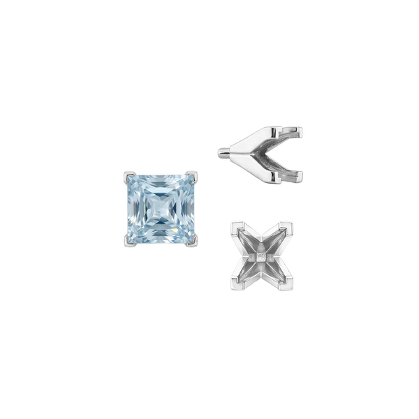 V-End Square Solitaire Settings With Peg in 14K Gold (3.00 mm - 10.00 mm)