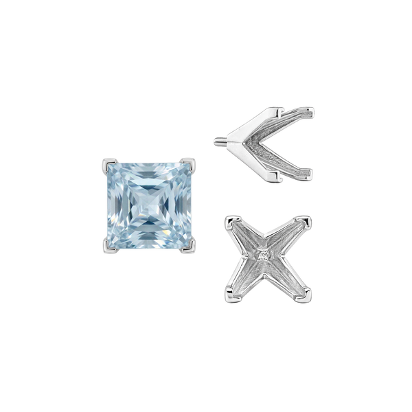 V-End Square Solitaire Settings With Peg in 14K Gold (3.00 mm - 10.00 mm)