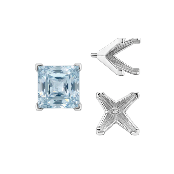 V-End Square Solitaire Settings With Peg in 14K Gold (3.00 mm - 10.00 mm)