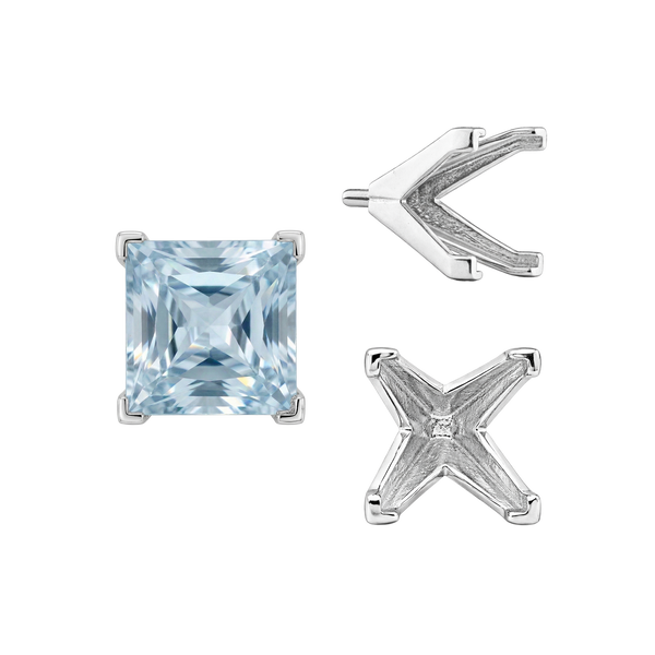 V-End Square Solitaire Settings With Peg in 14K Gold (3.00 mm - 10.00 mm)