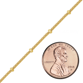 Bulk / Spooled Stud (Satellite) Birdcage Chain in 14K Yellow Gold (1.40 mm)