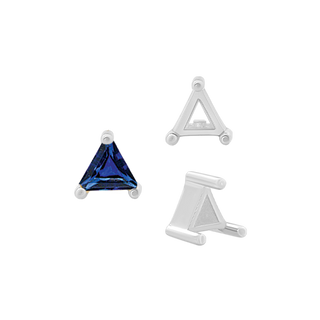 Three Prong Triangle Shape Single Wire Settings in Sterling Silver (3.00 mm - 10.00 mm)