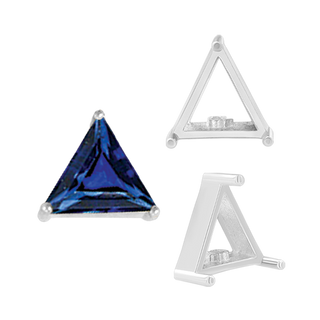 Three Prong Triangle Shape Single Wire Settings in Sterling Silver (3.00 mm - 10.00 mm)