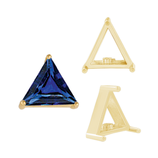 Three Prong Triangle Shape Single Wire Settings in 14K Gold (3.00 mm - 10.00 mm)