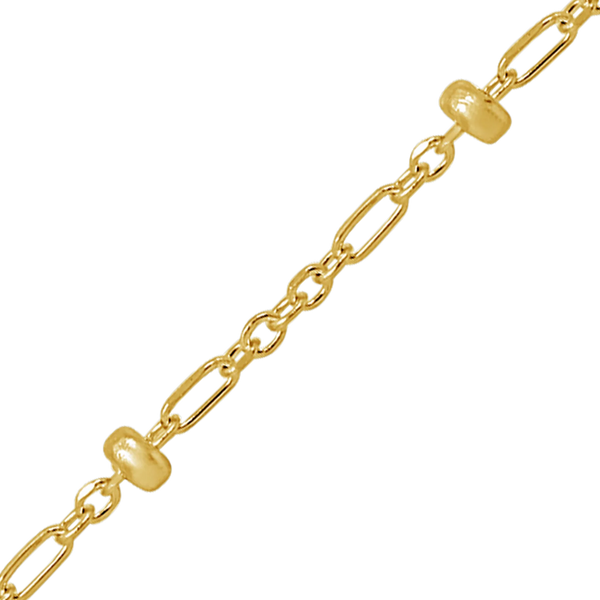 Bulk / Spooled Stud (Satellite) Alternating Cable Chain in 14K Yellow Gold (1.00 mm)