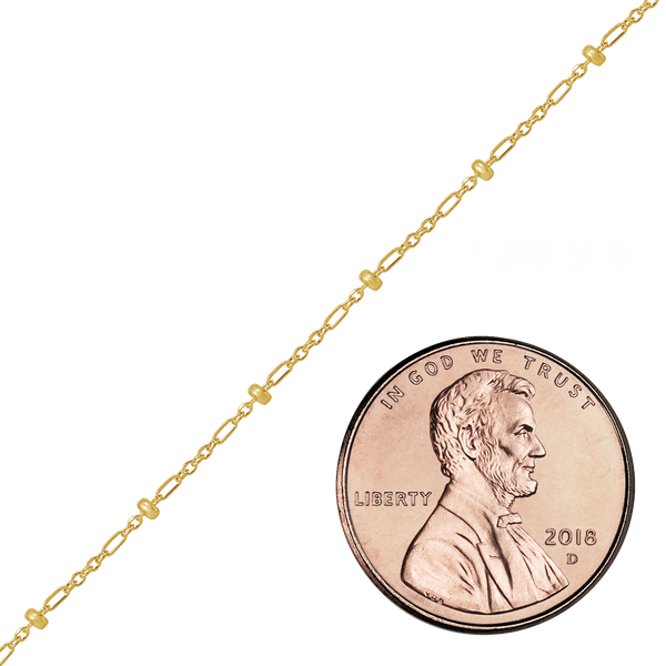 Bulk / Spooled Stud (Satellite) Alternating Cable Chain in 14K Yellow Gold (1.00 mm)