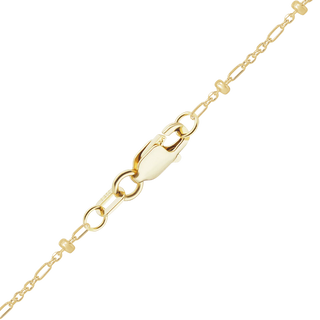 Finished Stud (Satellite) Alternating Cable Anklet in 14K Yellow Gold (1.00 mm)