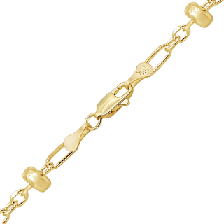 Finished Stud (Satellite) Alternating Cable Necklace in 14K Yellow Gold (1.00 mm)