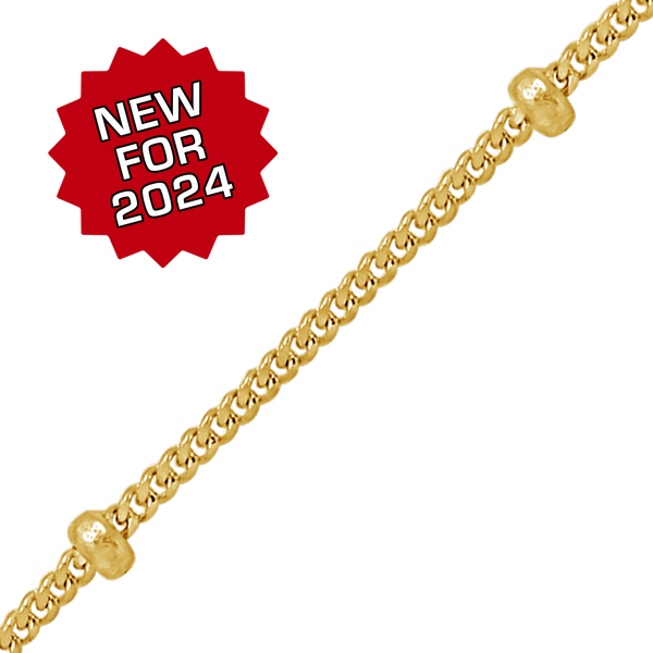 Bulk / Spooled Stud (Satellite) Curb Chain in 14K Yellow Gold (1.00 mm)