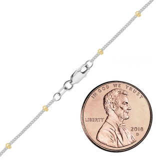 Finished Stud (Satellite) Curb Necklace in 14K Two Tone Gold (1.00 mm)