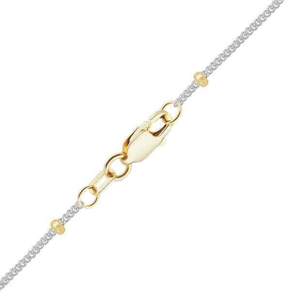 Finished Stud (Satellite) Curb Anklet in 14K Two Tone Gold (1.00 mm)
