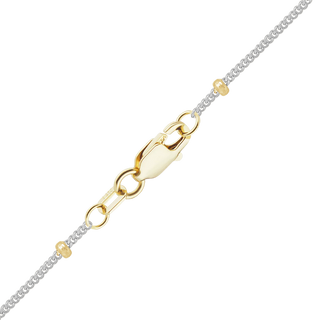 Finished Stud (Satellite) Curb Anklet in 14K Two Tone Gold (1.00 mm)