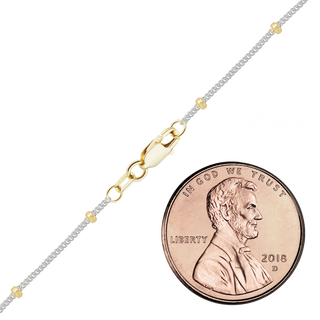 Finished Stud (Satellite) Curb Necklace in 14K Two Tone Gold (1.00 mm)