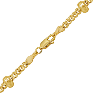 Finished Stud (Satellite) Curb Necklace in 14K Yellow Gold (1.00 mm)