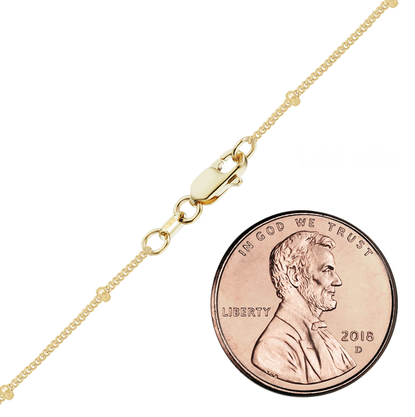 Finished Stud (Satellite) Curb Anklet in 14K Gold-Filled (1.00 mm)