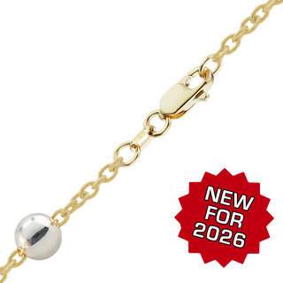 Finished Cable Stud (Satellite) Anklet in 14K Gold-Filled with Sterling Silver Beads (1.00 mm - 1.50 mm)