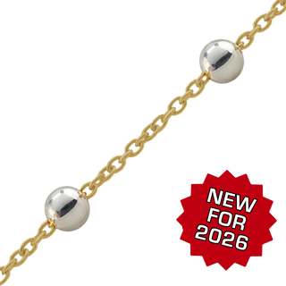 Bulk / Spooled Cable Stud (Satellite) Chain in 14K Gold-Filled with Sterling Silver Beads (1.00 mm - 1.50 mm)