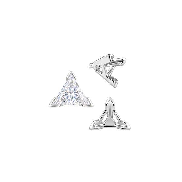 V-End Triangle Shape Tapered Solitaire Settings With Peg in 14K Gold (3.00 mm - 9.00 mm)