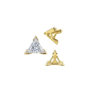 V-End Triangle Shape Tapered Solitaire Settings With Peg in 14K Gold (3.00 mm - 9.00 mm)