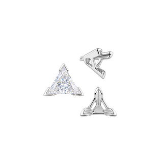 V-End Triangle Shape Tapered Solitaire Settings With Peg in Sterling Silver (3.00 mm - 9.00 mm)