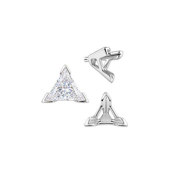 V-End Triangle Shape Tapered Solitaire Settings With Peg in 14K Gold (3.00 mm - 9.00 mm)