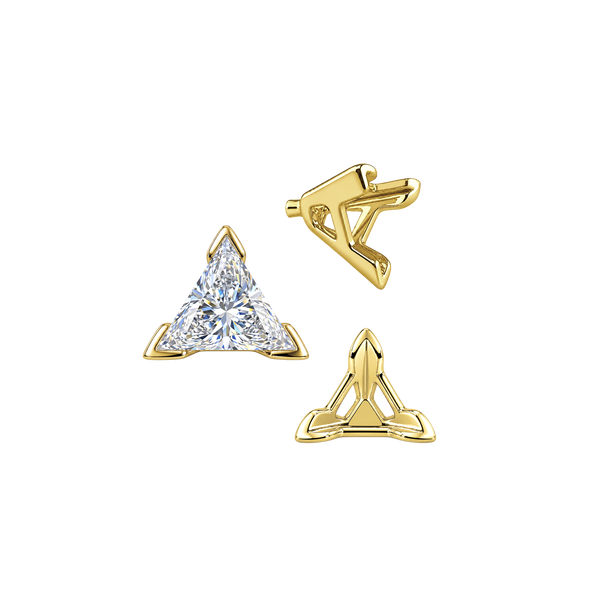 V-End Triangle Shape Tapered Solitaire Settings With Peg in 14K Gold (3.00 mm - 9.00 mm)