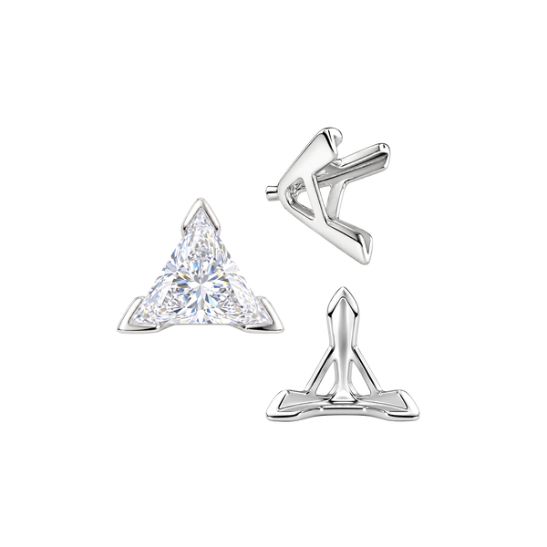 V-End Triangle Shape Tapered Solitaire Settings With Peg in 14K Gold (3.00 mm - 9.00 mm)