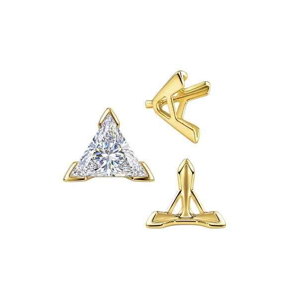 V-End Triangle Shape Tapered Solitaire Settings With Peg in 14K Gold (3.00 mm - 9.00 mm)