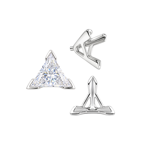 V-End Triangle Shape Tapered Solitaire Settings With Peg in 14K Gold (3.00 mm - 9.00 mm)
