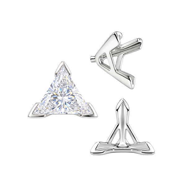 V-End Triangle Shape Tapered Solitaire Settings With Peg in 14K Gold (3.00 mm - 9.00 mm)