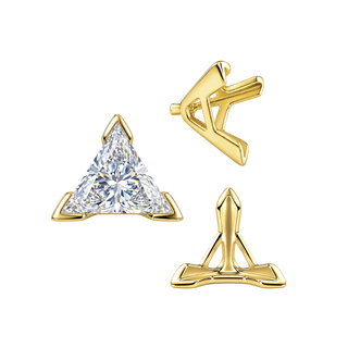 V-End Triangle Shape Tapered Solitaire Settings With Peg in 14K Gold (3.00 mm - 9.00 mm)
