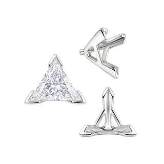 V-End Triangle Shape Tapered Solitaire Settings With Peg in Sterling Silver (3.00 mm - 9.00 mm)