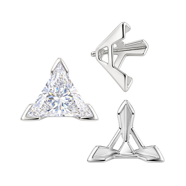 V-End Triangle Shape Tapered Solitaire Settings With Peg in 14K Gold (3.00 mm - 9.00 mm)