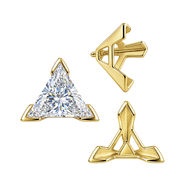 V-End Triangle Shape Tapered Solitaire Settings With Peg in 14K Gold (3.00 mm - 9.00 mm)