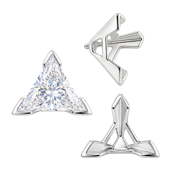 V-End Triangle Shape Tapered Solitaire Settings With Peg in 14K Gold (3.00 mm - 9.00 mm)