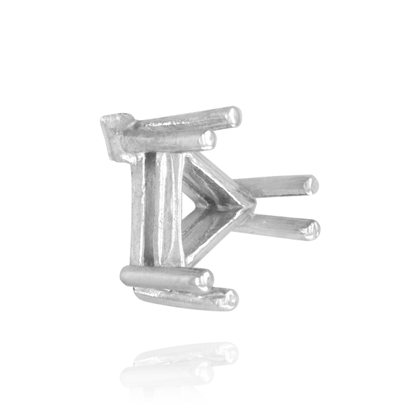 Six Prong Triangle Shape Wire Basket Settings in Sterling Silver (3.00 mm - 14.00 mm)