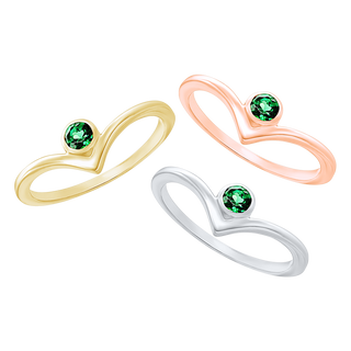 Stackable Ring with Emerald Stones in Sterling Silver