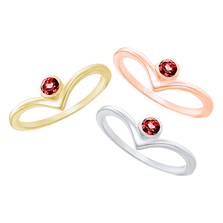 Stackable Ring with Ruby Stones in Sterling Silver