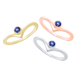 Stackable Ring with Sapphire Stones in Sterling Silver