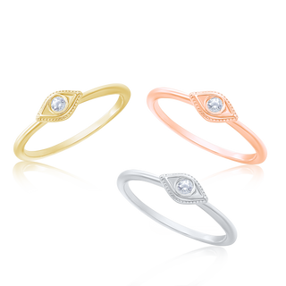 Stackable Evil Eye Ring with Stone in 14K Gold