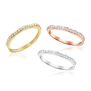 Tricurve Stone Stackable Ring in Sterling Silver